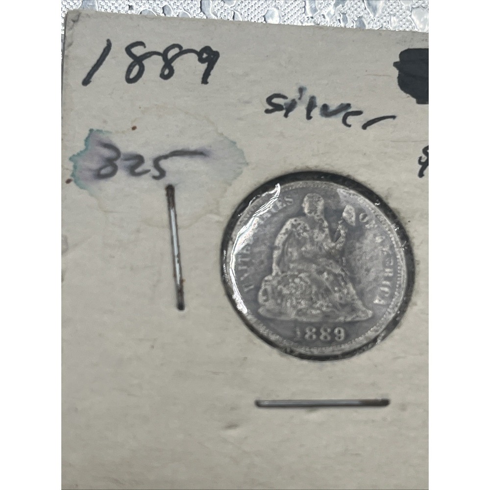 1889 P Seated Silver Dime 90% 10c FULL LIBERTY Choice Original US Type Set Coin